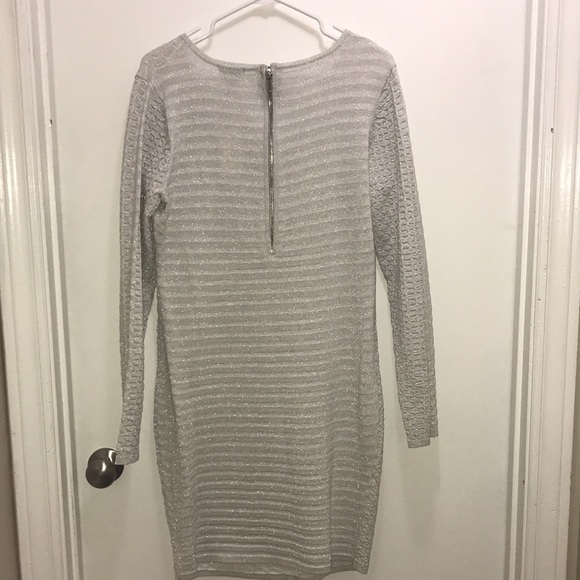Cache Silver Sparkly Midi Sweater Dress Size L NWT - Picture 7 of 9